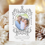 Cartes Pour Fêtes Annuelles Bonnes Fêtes vintage en cadre noir<br><div class="desc">Ce Noël plat | carte de vacances avec cadre vintage noir avec photo. Pour une personnalisation plus avancée de cette conception,  cliquez sur le BOUTON OUTIL DESIGN BLEU ci-dessus !</div>