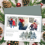 Cartes Pour Fêtes Annuelles Bonnes Fêtes Woodland Photo Collage<br><div class="desc">Ce design comprend une carte de collage multi-photo de Noël de saison,  un feuillage élégant,  un hiver botanique,  un modèle photo,  des pins boisés,  une forêt verdoyante simple,  un style bleu-vert aquarelle,  un thème champêtre rustique,  et une carte de voeux de Noël calligraphie script.</div>