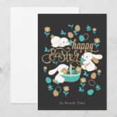 Cartes Pour Fêtes Annuelles Bonnets de Pâques (Devant / Derrière)