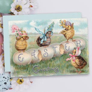 Cartes Pour Fêtes Annuelles Bonnets Vintages mignons en Bonnets de Pâques