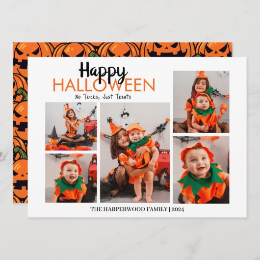 Cartes Pour Fêtes Annuelles Boo citrouille jack-o-lanterne Halloween Collage p (Devant / Derrière)