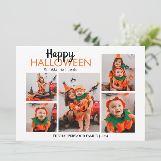 Cartes Pour Fêtes Annuelles Boo citrouille jack-o-lanterne Halloween Collage p (Debout devant)