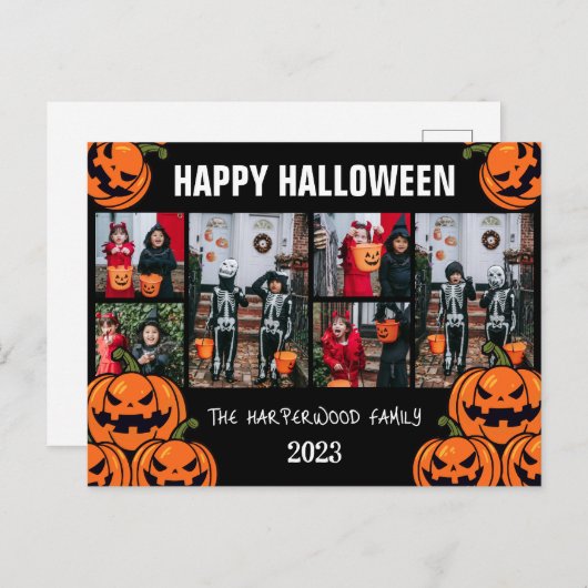 Cartes Pour Fêtes Annuelles Boo citrouille jack-o-lanterne Halloween Collage p (Devant / Derrière)