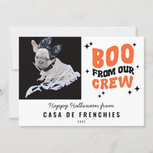 Cartes Pour Fêtes Annuelles Boo de l'équipe Photo Halloween Moderne Rétro Bl