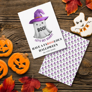 Cartes Pour Fêtes Annuelles Boo ! Un mignon fantôme avec casquette violet Hall
