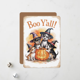 Cartes Pour Fêtes Annuelles "Boo Y'all !" Jolie Halloween chiot