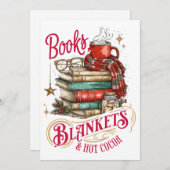 Cartes Pour Fêtes Annuelles Books Blankets and Hot Cocoa (Devant / Derrière)