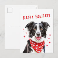 Border Collie avec bandana rouge à coeur pour Noël