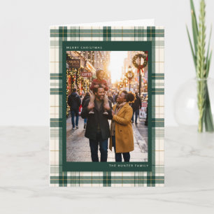 Cartes Pour Fêtes Annuelles Bordure à carreaux tartan Joyeux Noël Photo de fam