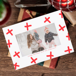 Cartes Pour Fêtes Annuelles Bordure Amusante Moderne Croix de Noël Rouges et