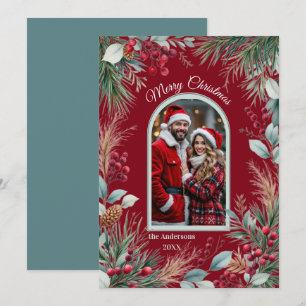 Cartes Pour Fêtes Annuelles Bordure botanique hivernale à l'aquarelle Baies de
