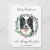 Cartes Pour Fêtes Annuelles Bordure Collie Chien élégant Joyeux Noël (Devant)