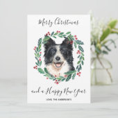 Cartes Pour Fêtes Annuelles Bordure Collie Chien élégant Joyeux Noël (Debout devant)