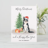 Cartes Pour Fêtes Annuelles Bordure Collie Chien Père Noël Tree Joyeux Noël (Debout devant)