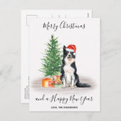 Cartes Pour Fêtes Annuelles Bordure Collie Chien Père Noël Tree Joyeux Noël (Devant / Derrière)