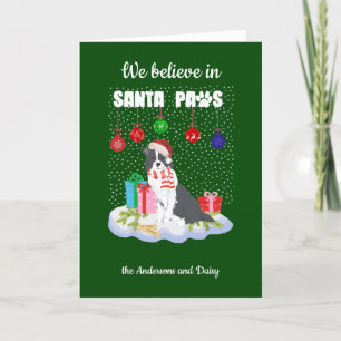 Cartes Pour Fêtes Annuelles Bordure Collie Croyez Père Noël Paws Noël
