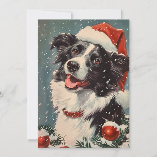 Cartes Pour Fêtes Annuelles Bordure Collie Noël (Devant)
