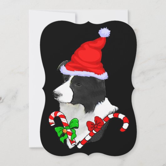 Cartes Pour Fêtes Annuelles Bordure Collie Noël (Devant)