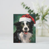 Cartes Pour Fêtes Annuelles Bordure Collie peinture de Noël (Debout devant)