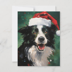 Cartes Pour Fêtes Annuelles Bordure Collie peinture de Noël