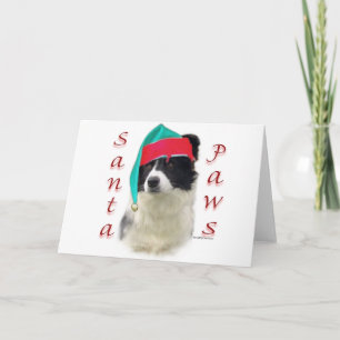 Cartes Pour Fêtes Annuelles Bordure Collie Père Noël Paws