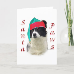Cartes Pour Fêtes Annuelles Bordure Collie Père Noël Paws
