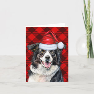 Cartes Pour Fêtes Annuelles Bordure Collie Rouge Buffalo Planté Noël