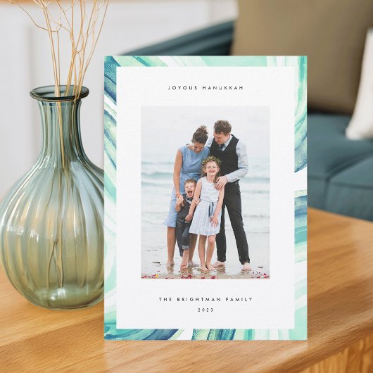 Cartes Pour Fêtes Annuelles Bordure d'agneau glacé | Hanoukka Photo