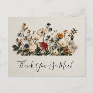 Cartes Pour Fêtes Annuelles Bordure de fleurs sauvages pressées avec le texte