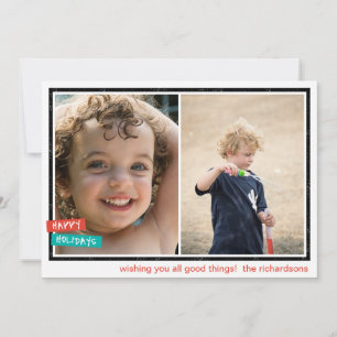 Cartes Pour Fêtes Annuelles Bordure de Joyeuses Fêtes x2