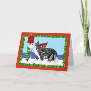 Cartes Pour Fêtes Annuelles Bordure de Noël Collie Mail