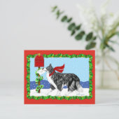 Cartes Pour Fêtes Annuelles Bordure de Noël Collie Mail (Debout devant)
