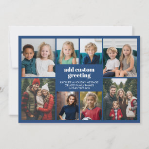 Cartes Pour Fêtes Annuelles Bordure de photo 8 - Bleue - Texte blanc simple de