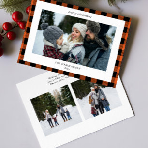 Cartes Pour Fêtes Annuelles Bordure simple orange noire 3 Photo Noël