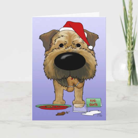 Cartes Pour Fêtes Annuelles Bordure Terrier Noël (Devant)
