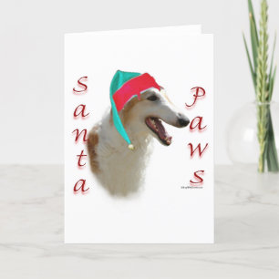 Cartes Pour Fêtes Annuelles Borzoi Père Noël Paws