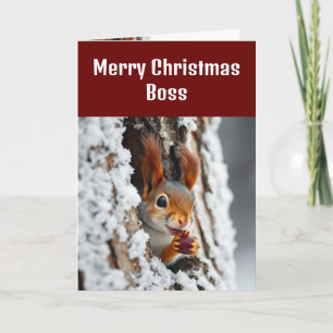 Cartes Pour Fêtes Annuelles Boss de Noël, Du bouquet de noix - Écureuil