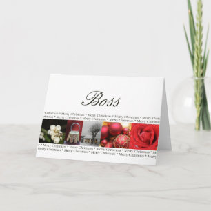 Cartes Pour Fêtes Annuelles Boss rouge, noir et blanc collage hiver