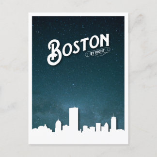 Cartes Pour Fêtes Annuelles Boston by Night Skyline - Boston, Massachusetts, U