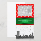 Cartes Pour Fêtes Annuelles Boston Skyline Red Snowflon Noël (Devant / Derrière)