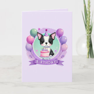 Cartes Pour Fêtes Annuelles Boston Terrier Birthday Card