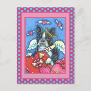 CARTES POUR FÊTES ANNUELLES BOSTON TERRIER BLANC BLANC CUPID, CHIEN COUPÉ VALE