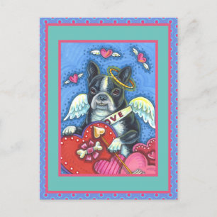 CARTES POUR FÊTES ANNUELLES BOSTON TERRIER BLANC BLANC CUPID, CHIEN COUPÉ VALE