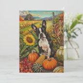 Cartes Pour Fêtes Annuelles Boston Terrier Chien Automne Moisson Thanksgiving (Debout devant)