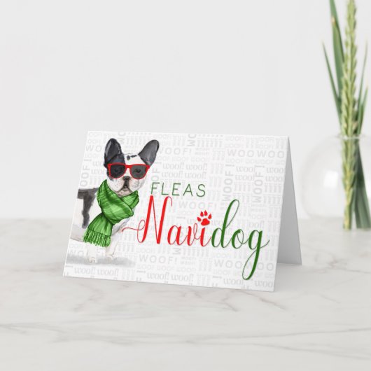 Cartes Pour Fêtes Annuelles Boston Terrier Funny Fleas Navidog Noël (Devant)