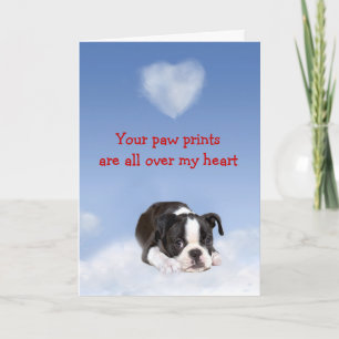 Cartes Pour Fêtes Annuelles Boston Terrier Puppy Love Card