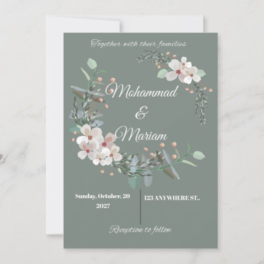 Cartes Pour Fêtes Annuelles Botanical Minimal Wedding Invite | Green Floral |  (Devant)