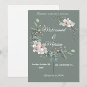 Cartes Pour Fêtes Annuelles Botanical Minimal Wedding Invite | Green Floral |  (Devant / Derrière)