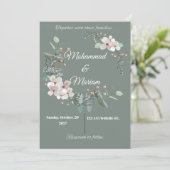 Cartes Pour Fêtes Annuelles Botanical Minimal Wedding Invite | Green Floral |  (Debout devant)