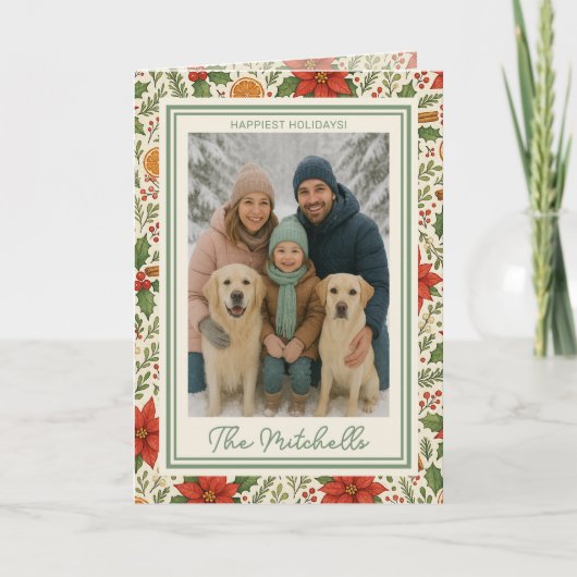 Cartes Pour Fêtes Annuelles Botanical Mistletoe Classic Floral Art Pattern (Devant)